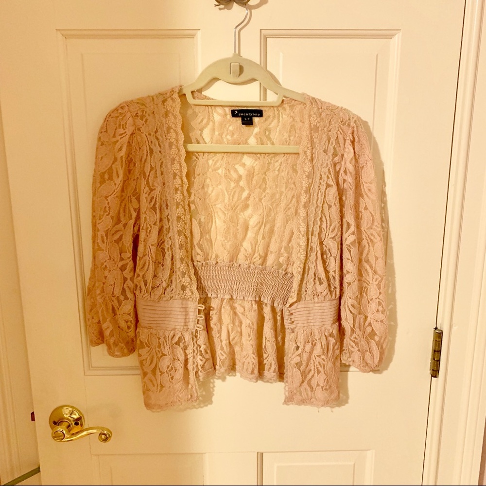 Beige lace cardigan size S